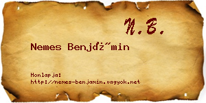 Nemes Benjámin névjegykártya